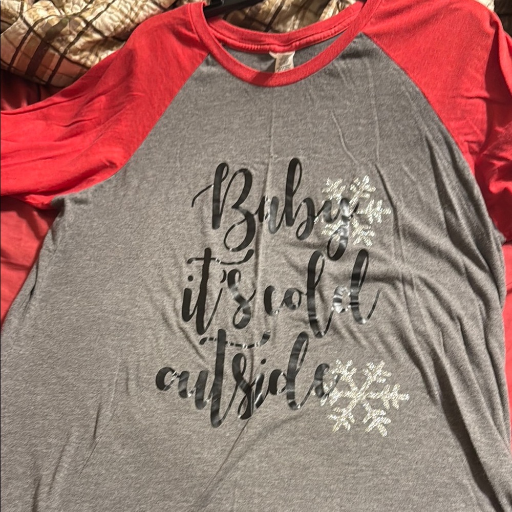 District Red and Gray Long Sleeve Tee